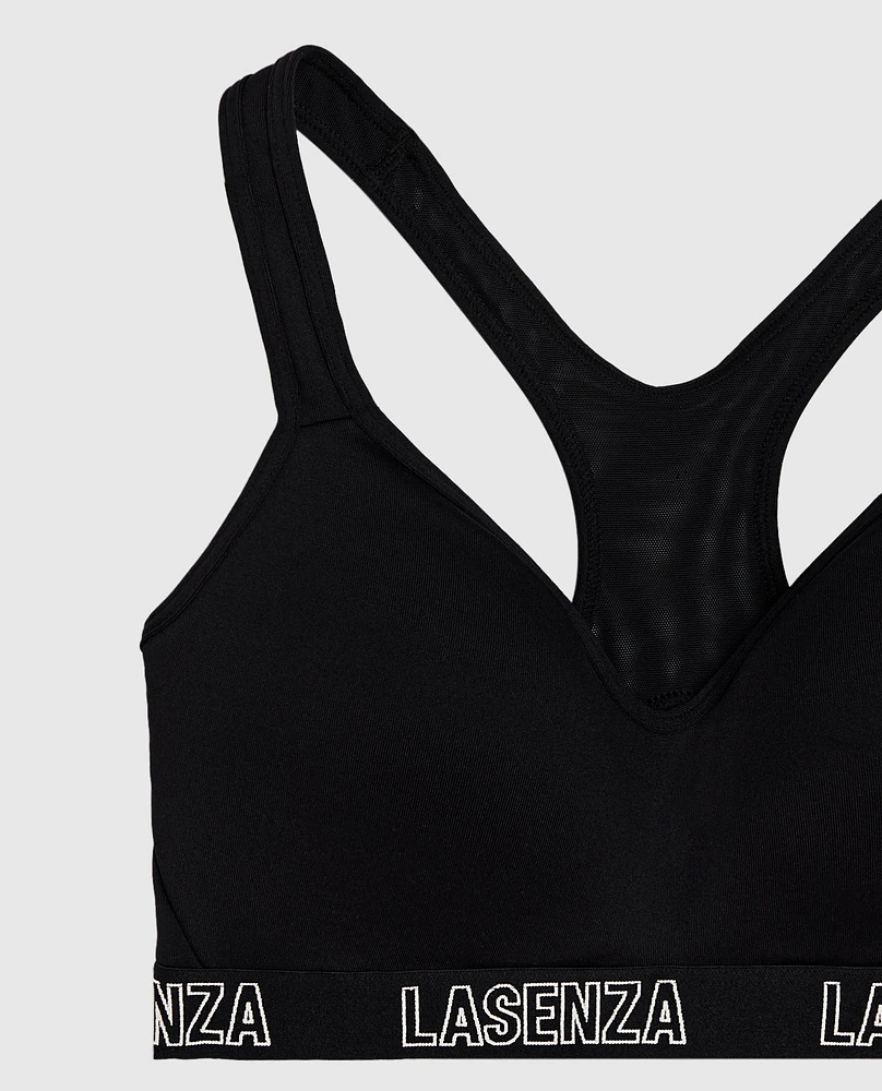 Medium Impact Logo Sports Bra Smoulder Black