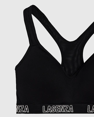 Medium Impact Logo Sports Bra Smoulder Black