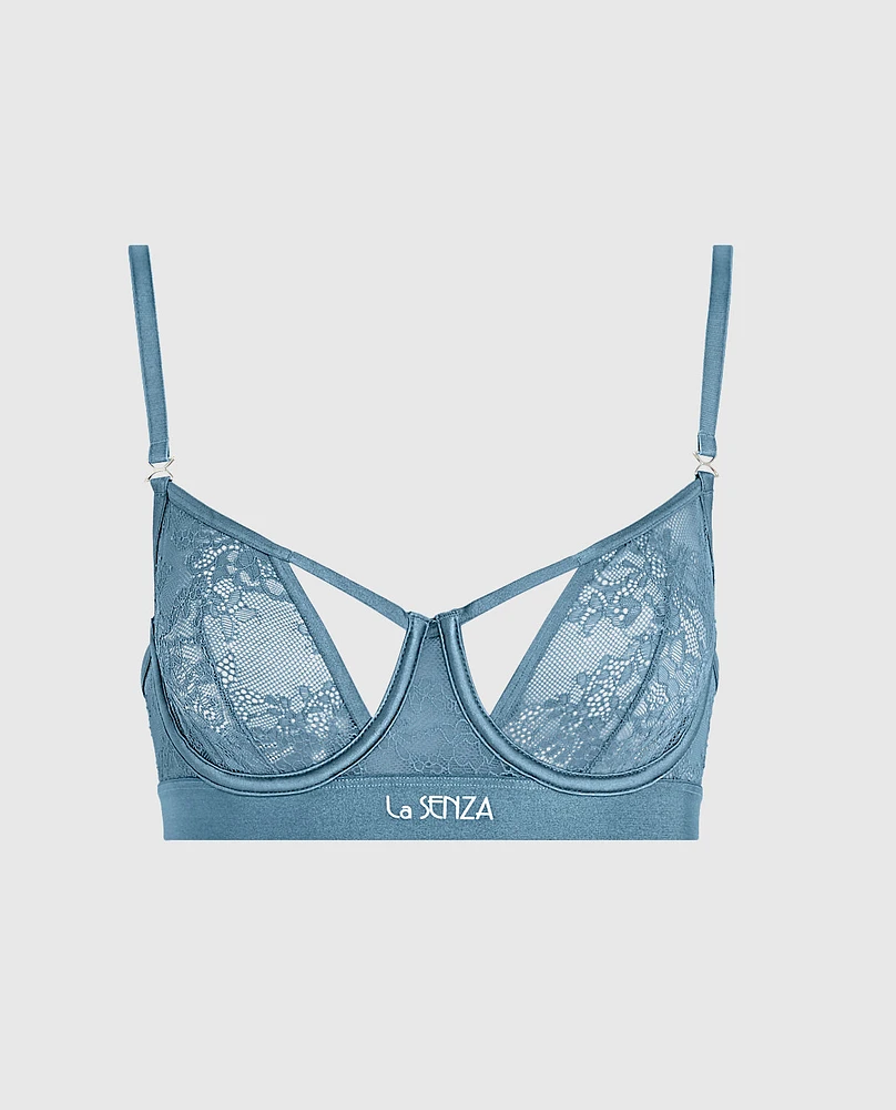 Unlined Balconette Bra with Allover Lace