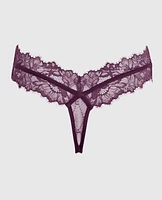 High Leg Medium Rise Lace Thong Panty