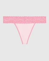 Thong Panty with Logo Trim Pink