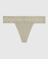 Thong Panty with Lace Stone Grey