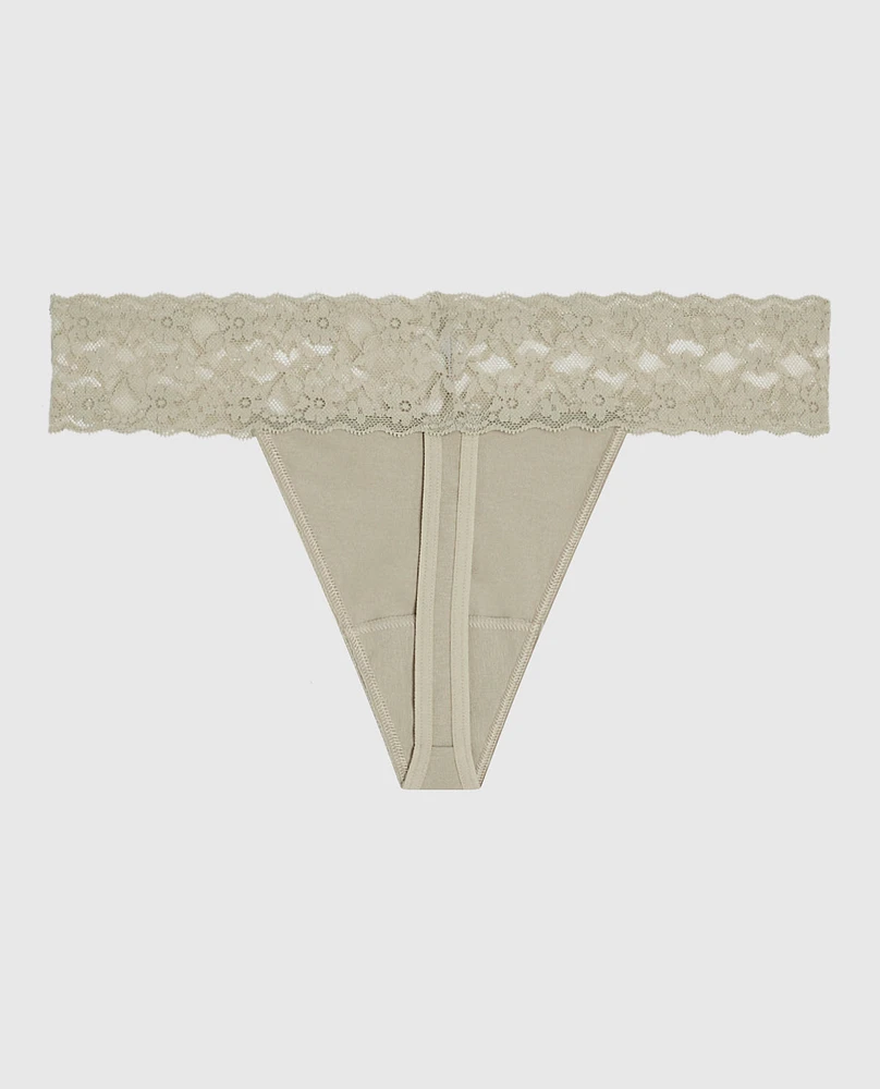 Thong Panty with Lace Stone Grey