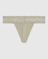 Thong Panty with Lace Stone Grey