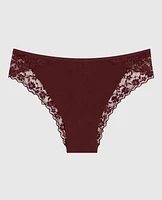 Cheeky Panty with Lace Trim Red Wine