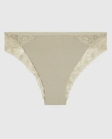 Cheeky Panty with Lace Trim Stone Grey