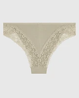 Cheeky Panty with Lace Trim Stone Grey