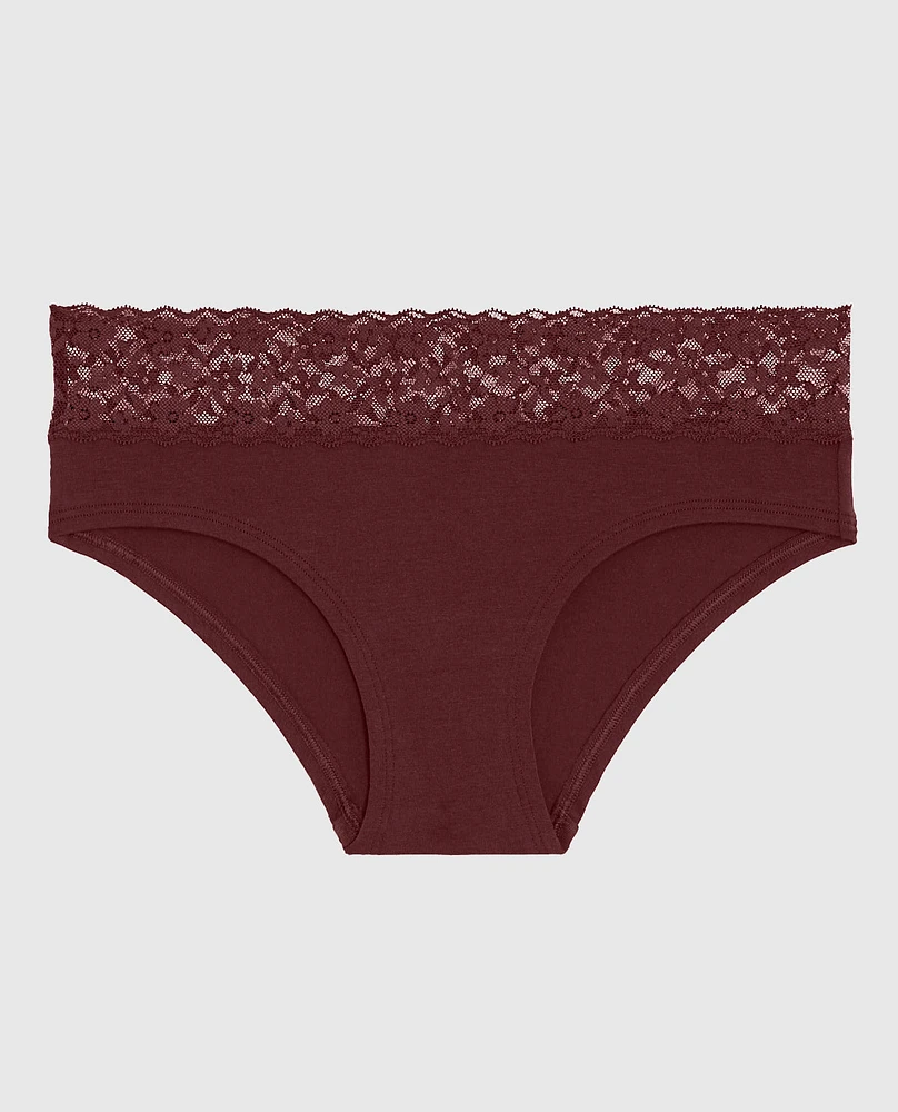 Hipster Panty with Lace Red Wine