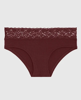 Hipster Panty with Lace Red Wine