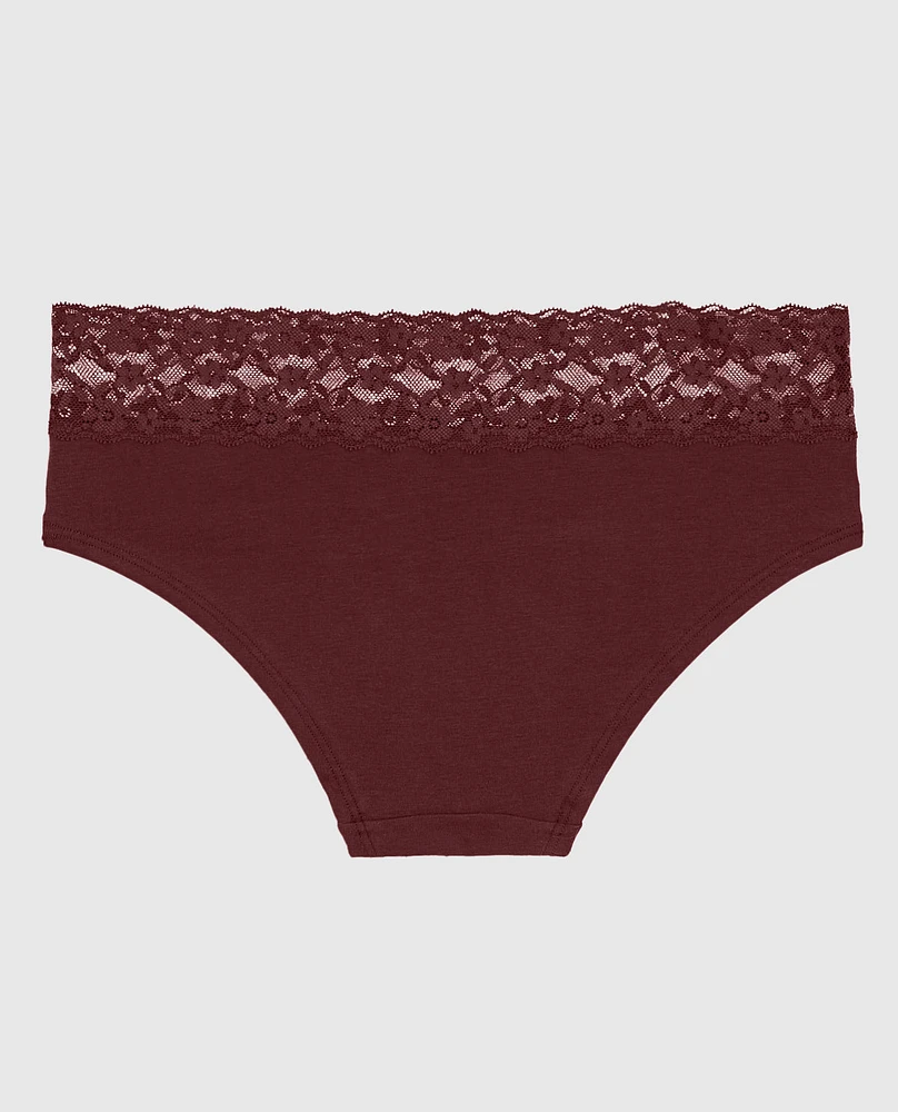 Hipster Panty with Lace Red Wine