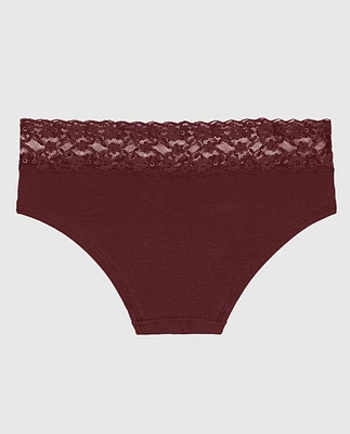 Culotte taille basse avec dentelle rouge vin