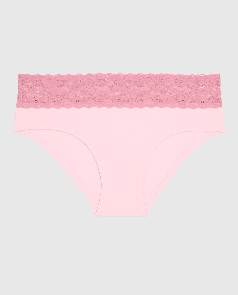 Culotte taille basse avec bordure à logo rose