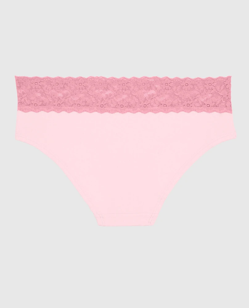 Culotte taille basse avec bordure à logo rose