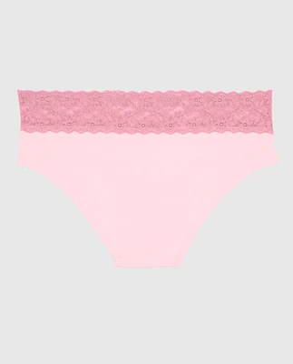 Hipster Panty with Lace Trim Pink