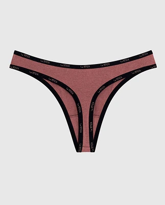 Thong Panty with Logo Trim Dusty Cedar