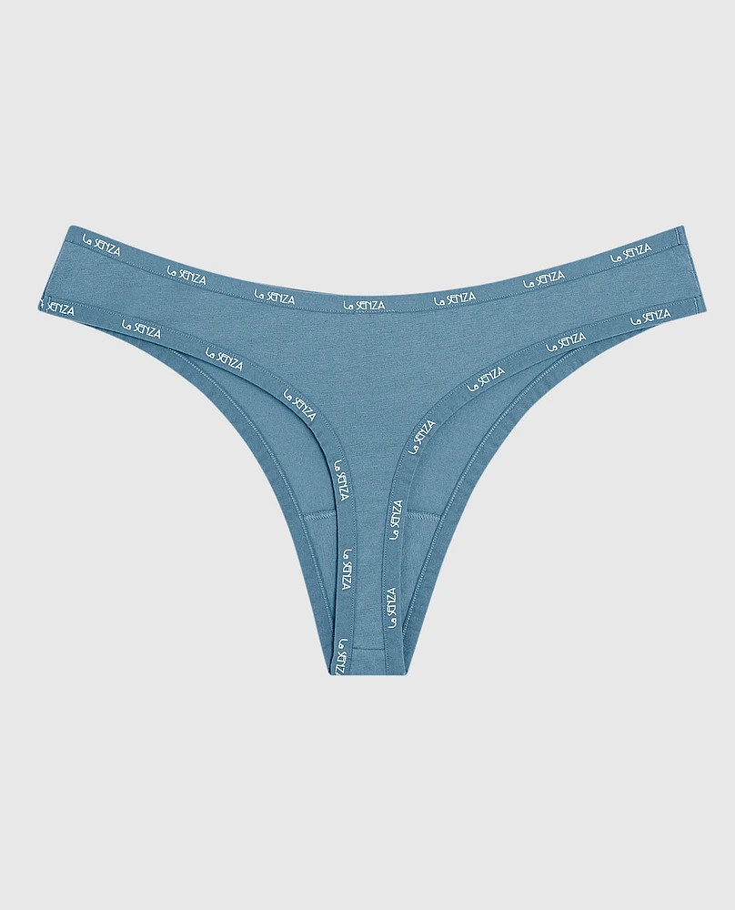 Everyday Thong Panty with Logo Trim