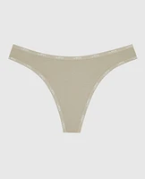 Thong Panty with Logo Trim Stone Grey