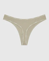 Thong Panty with Logo Trim Stone Grey