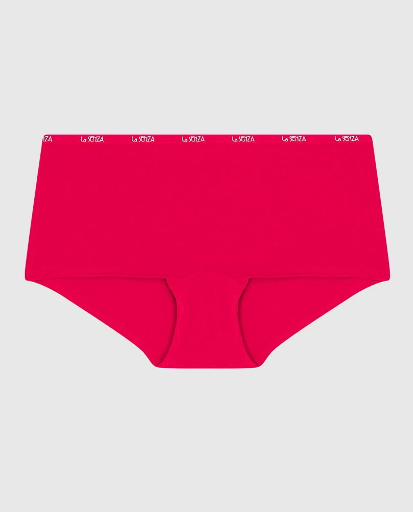 Boyshort Panty with Logo Trim Cosmo Red