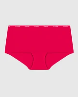 Boyshort Panty with Logo Trim Cosmo Red