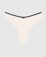 Ultrasoft High Leg Ribbed Thong Panty Ivory Dawn