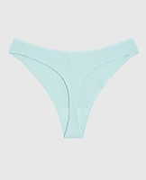 Ultrasoft High Leg Ribbed Thong Panty Vista Blue