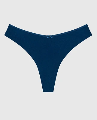 Ultrasoft High Leg Ribbed Thong Panty Ocean Cavern