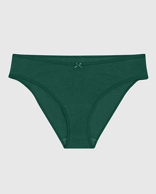 Culotte bikini côtelée en modal ultradoux avec taille V et jambe échancrée