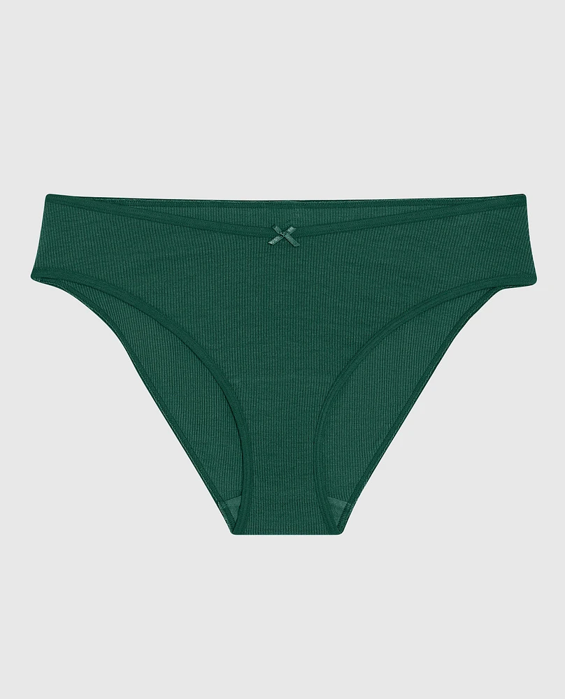 Ultrasoft V-Waist Ribbed Bikini Panty Emerald Green