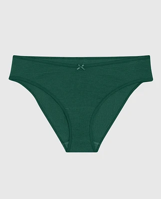 Ultrasoft V-Waist Ribbed Bikini Panty Emerald Green