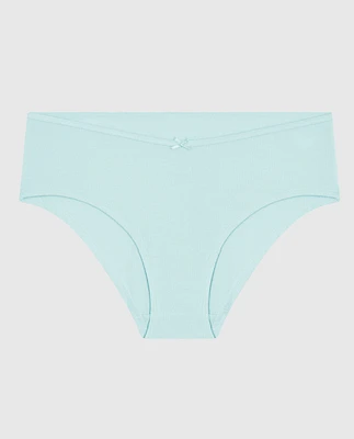 Culotte taille basse côtelée en modal ultradoux avec ne V et jambe échancrée