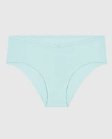 Culotte taille basse côtelée en modal ultradoux avec ne V et jambe échancrée