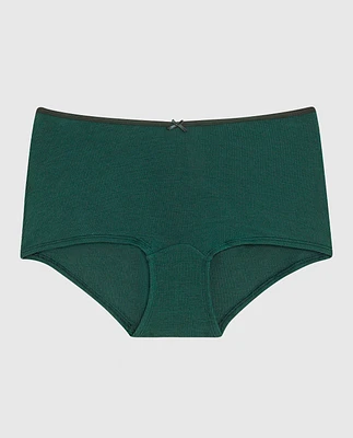 Ultrasoft V-Waist Ribbed Boyshort Panty Emerald Green