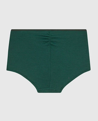 Culotte garçonne Ultrasoft taille en V côtelée vert émeraude