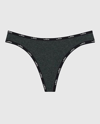 Everyday Thong Panty with Logo Trim