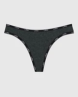 Everyday Thong Panty with Logo Trim