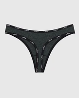 Everyday Thong Panty with Logo Trim