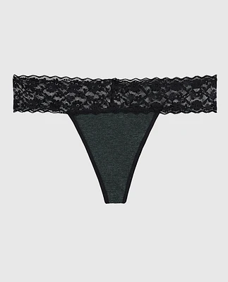 Everyday Thong Panty with Lace Trim