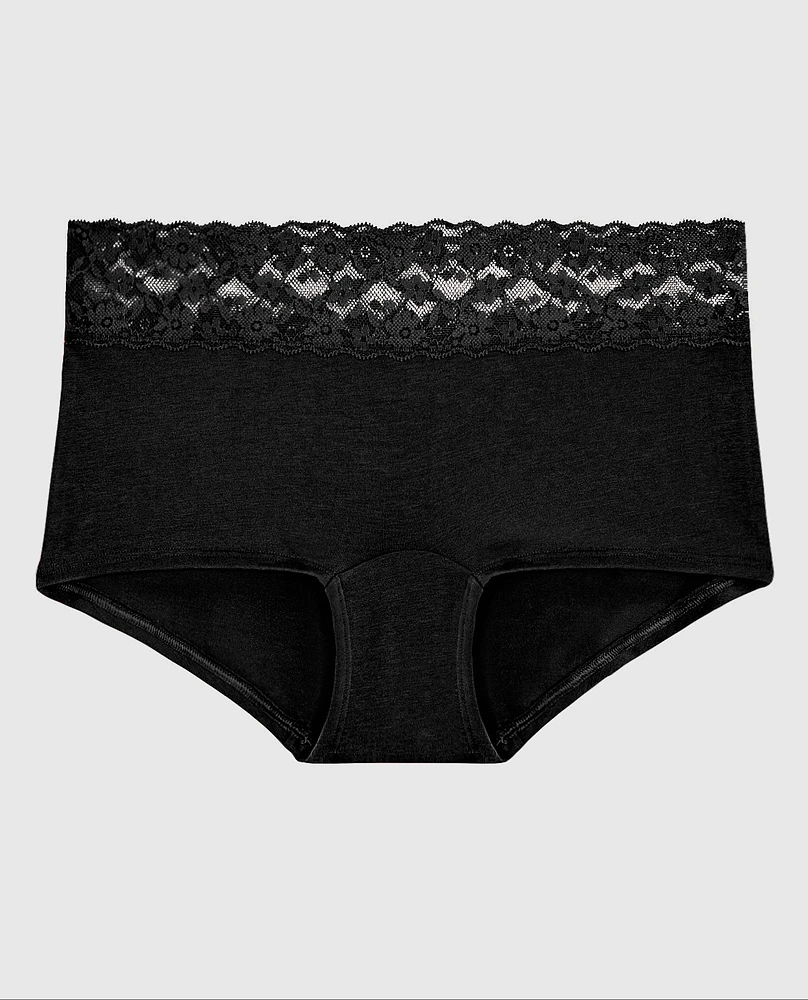 Boyshort Panty with Lace Trim