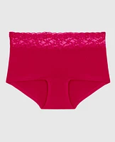 Boyshort Panty with Lace Trim Cosmo Red