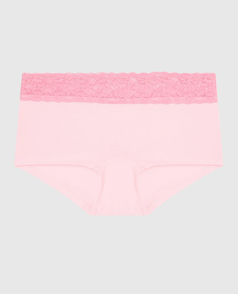 Boyshort Panty with Logo Trim Pink