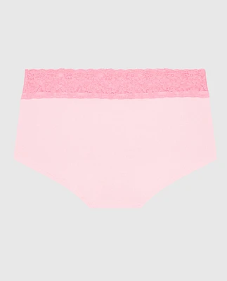 Boyshort Panty with Lace Trim Pink