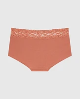 Boyshort Panty with Lace Trim Rosy Blush