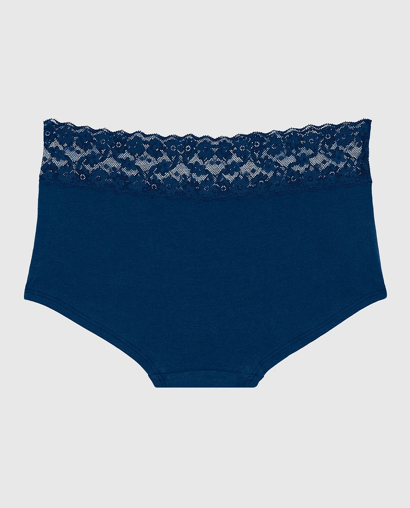 Boyshort Panty with Lace Trim Ocean Cavern