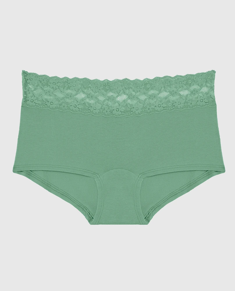 Boyshort Panty with Lace Trim Wintermint