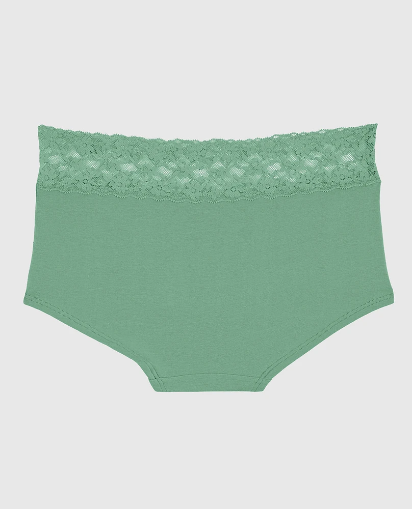 Boyshort Panty with Lace Trim Wintermint