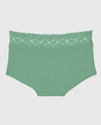 Boyshort Panty with Lace Trim Wintermint