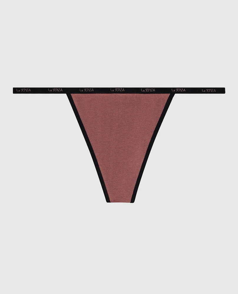 G-String Panty with Logo Trim Dusty Cedar