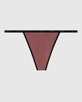 G-String Panty with Logo Trim Dusty Cedar