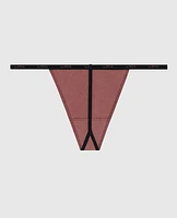 G-String Panty with Logo Trim Dusty Cedar